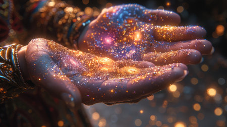 artist molds galaxies from celestial clay.の素材