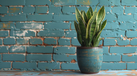 Snake Plant (Sansevieria) in ceramic pot.の素材