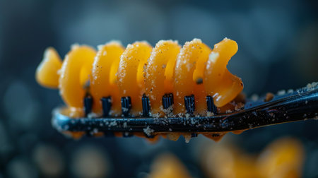 toothbrush with paste on it on the bathroom background.の素材