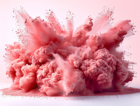 splash explosion of powder with freeze on a white background.の素材
