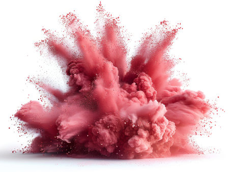 splash explosion of powder with freeze on a white background.の素材