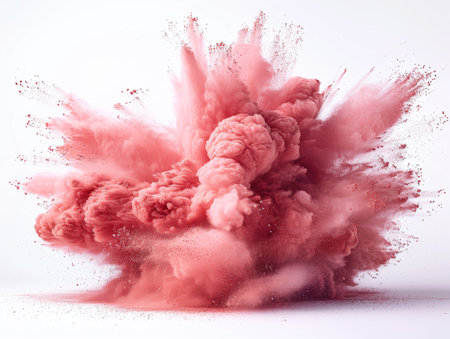 splash explosion of powder with freeze on a white background.の素材