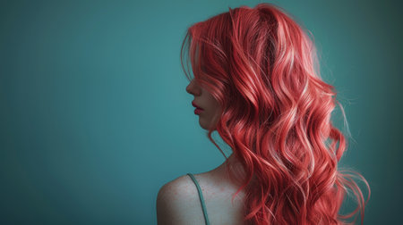 Stylish hair wig with trendy design.の素材