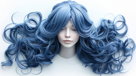 Stylish hair wig with trendy design.の素材