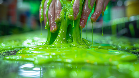 green goo glowing slime fluid.の素材