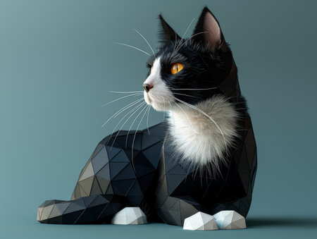 cartoon black and white cat.の素材