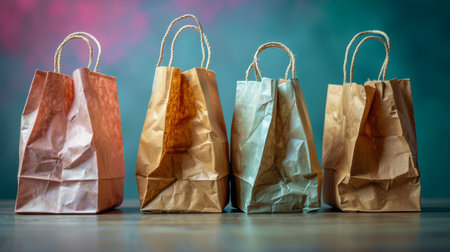 colorful eco friendly shopping paper bags.の素材