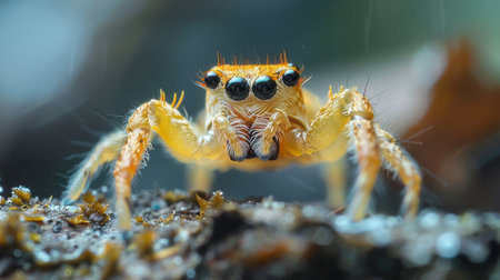 jumping spider macro close up in nature. super macro spider.の素材