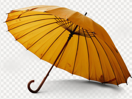 mustard umbrella on a white background.の素材