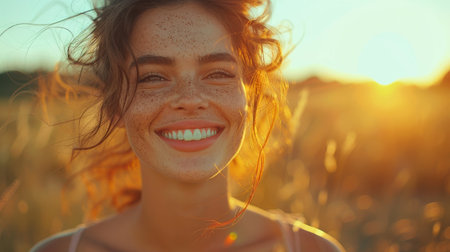 portrait of a smiling woman.の素材