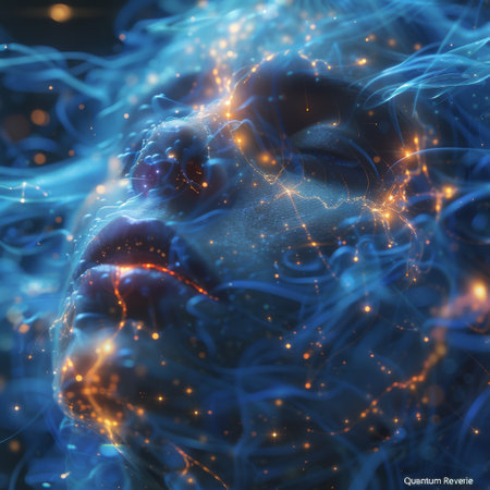 portrait of a sentient AI, its neural pathways glowing like constellations.の素材