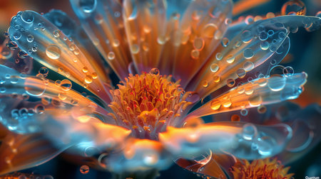 close up of glowing flowers.の素材