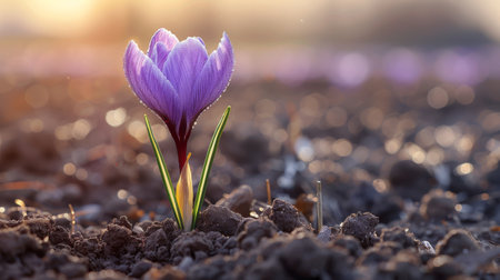 saffron flower growth.の素材