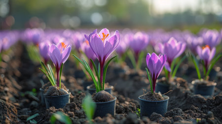 saffron flower growth.の素材
