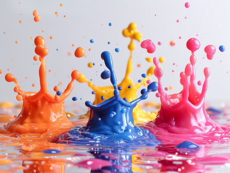 Set of colorful paint splashes.の素材