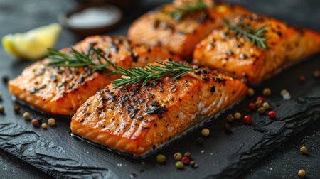 grilled salmon steak.の素材