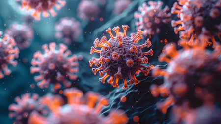 virus in microscope.の素材