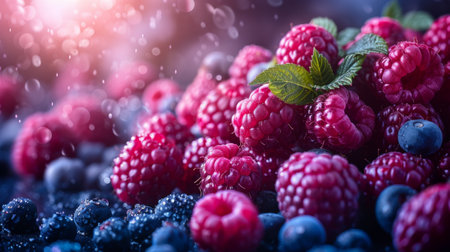 blackberries and raspberries.の素材