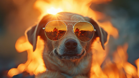 dog in sun lights.の素材