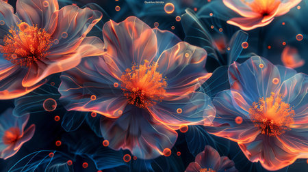 close up of glowing flowers.の素材