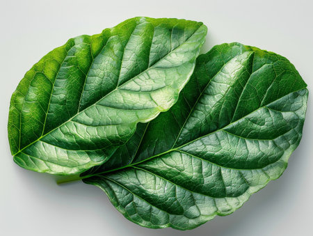 tropical green leaves on a white background.の素材