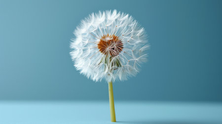 close up of dandelion on the blue background.の素材