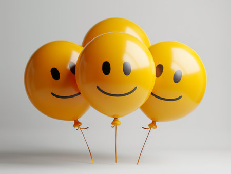 smiley yellow balloons.の素材
