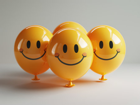 smiley yellow balloons.の素材