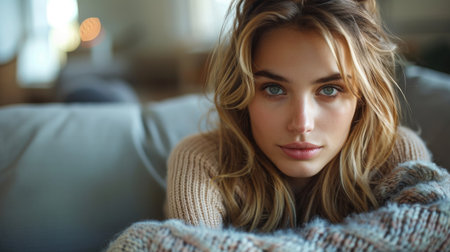 portrait of a girl in a field of flowers.の素材