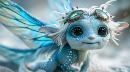 cute blue fairytale creature.の素材