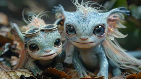 cute blue fairytale creature.の素材
