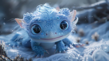 cute blue fairytale creature.の素材