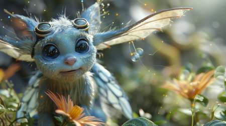 cute blue fairytale creature.の素材