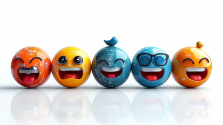 set of smiley icons on a white background.の素材