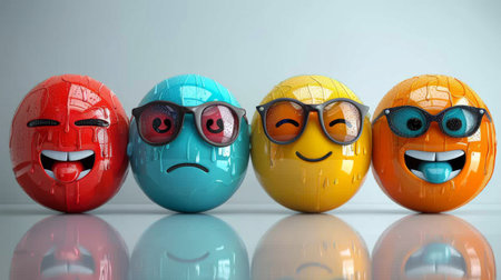 set of smiley icons on a white background.の素材