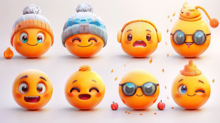 set of smiley icons on a white background.の素材