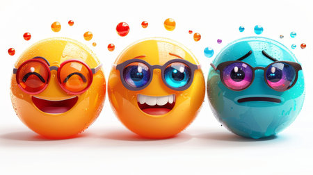 set of smiley icons on a white background.の素材