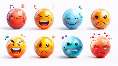 set of smiley icons on a white background.の素材