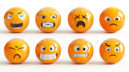 set of smiley icons on a white background.の素材