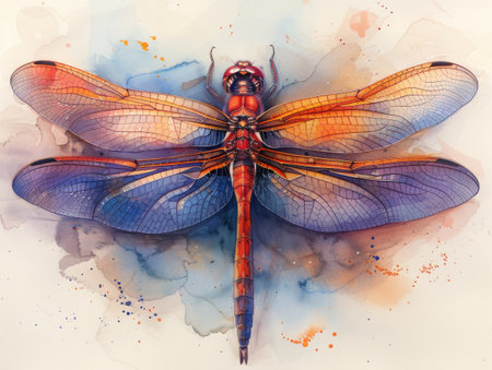 dragonfly wings with watercolor design.の素材