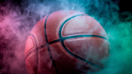 basketball on the color smoke background.の素材