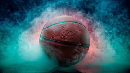 basketball on the color smoke background.の素材