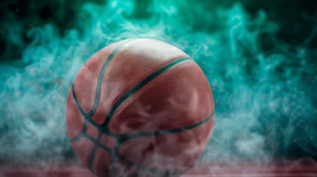 basketball on the color smoke background.の素材