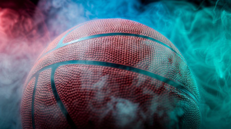 basketball on the color smoke background.の素材