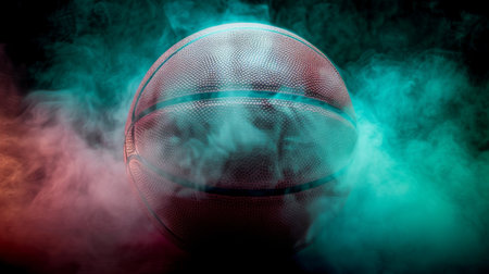 basketball on the color smoke background.の素材