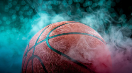 basketball on the color smoke background.の素材
