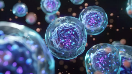 Human cell under microscope.の素材