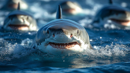 Great White Shark (Carcharodon carcharias) in the waterの素材