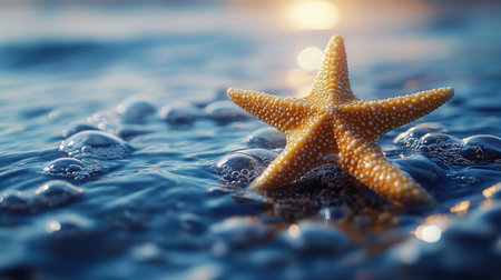 Starfish on the beach in the evening light. Summer vacation conceptの素材