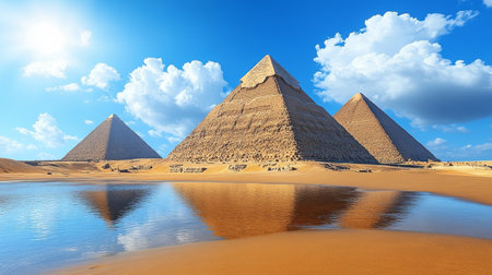The Great Pyramids of Giza in Cairo, Egypt, Africaの素材